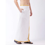 Men White Solid Cotton Dhoti