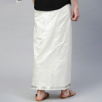 Men Off-White Solid Veshti With Woven Border