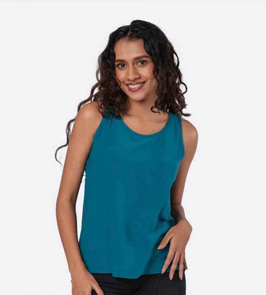 Women Teal Breezy Basic Tank A Line Top