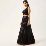 Black Embellished Sequinned Semi-Stitched Lehenga & Unstitched Blouse With Dupatta