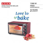 Usha 19L (OTGW 3619R) Oven Toaster Grill (Wine & Matte Black)