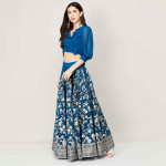 BIBA Women Ruffled Blouse with Floral Printed Lehenga