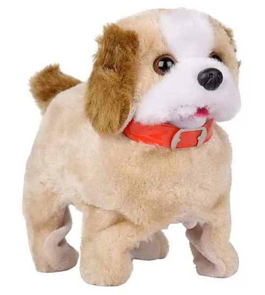 Battery Operated Jumping Walking and Barking Puppy Soft Toy - Beige