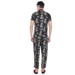 Black Printed Sleepwear Set (Get Free Face Mask Inside)