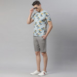 Men Grey Solid Regular Fit Chino Shorts