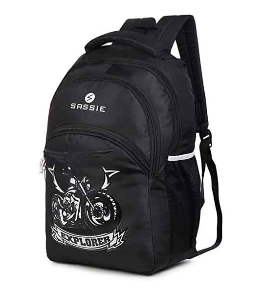 Sassie Adventure Series 25 litres Black School Bag | Casual Backpack for Boys & Girls, Kid's Backpack