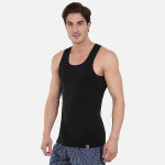 Men Black Solid Racer Back Innerwear Vest