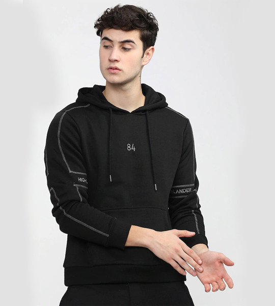 Men Black Hooded Sweatshirt