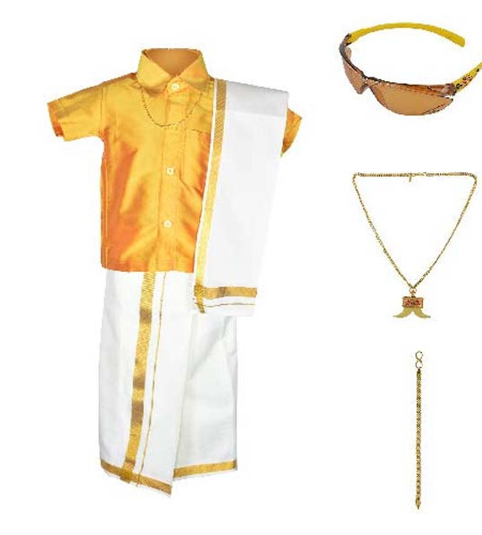 Amirtha Fashion Boys Traditional Dhoti & Shirts SET WITH ACCESSORIES