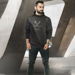 Men Black Printed Hooded Sweatshirt