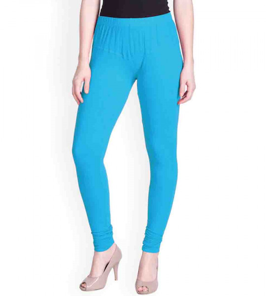 Women Blue Solid Churidar Length Leggings