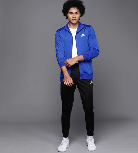 Men Blue & Black Solid Sustainable Track Suit