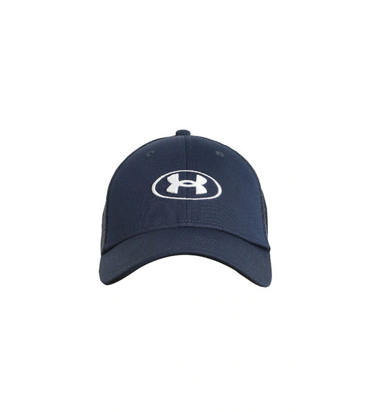 Men Navy Blue & White Brand Logo Detail Blitzing Trucker Snapback Cap