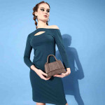 Women Teal Solid Cut it Off Dress