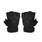 Black Solid Half Finger Anti-Slip Gloves