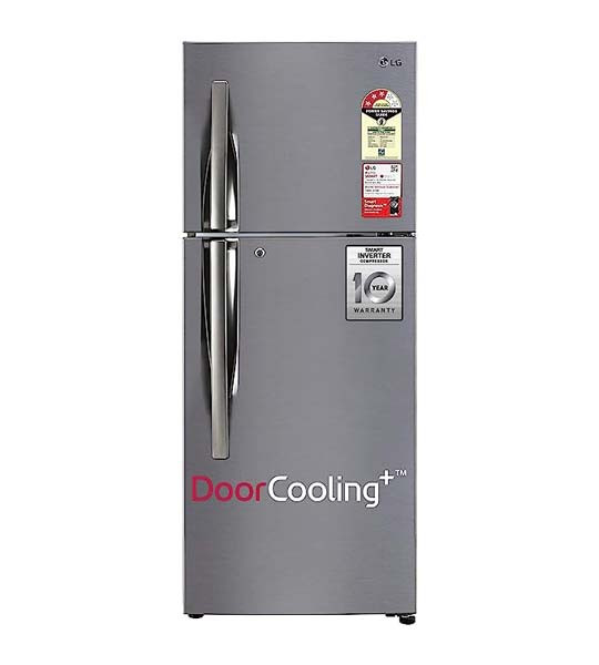 LG 242 L 3 Star Smart Inverter Frost-Free Double Door Refrigerator (GL-I292RPZX, Shiny Steel, Door Cooling+, Gross Volume- 260 L)