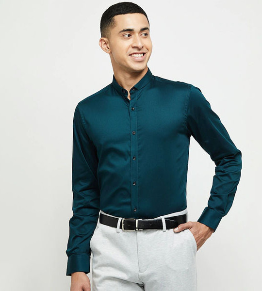 Men Teal Classic Casual Formal Shirt