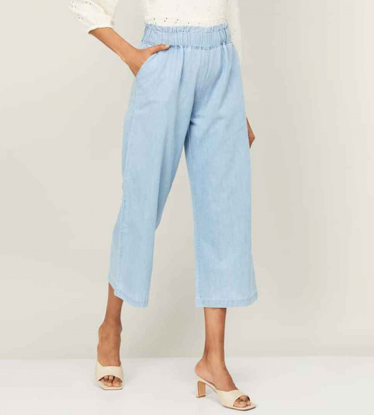 Women Solid Elasticated Culottes