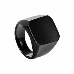 Men Black Stainless Steel Band Finger Ring