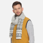 Men Beige & Red Woven Design Mufflers