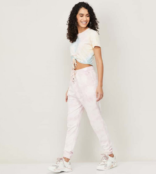 Women Tie & Dye Drawstring Waist Joggers