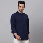 Men Navy Blue Casual Shirt