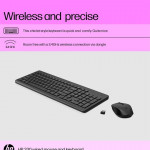 HP 330 Wireless Black Keyboard and Mouse Set with Numeric Keypad, 2.4GHz Wireless Connection and 1600 DPI