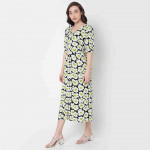 Women Printed V Neck Maxi Dress 1