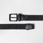 Men Black Braided Wide Belt