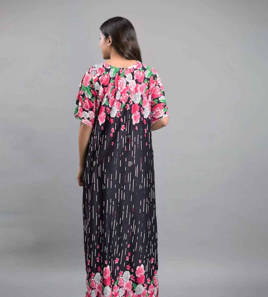 Black Printed Maxi Nightdress