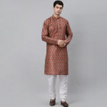 Men Maroon Ethnic Motifs Kurta